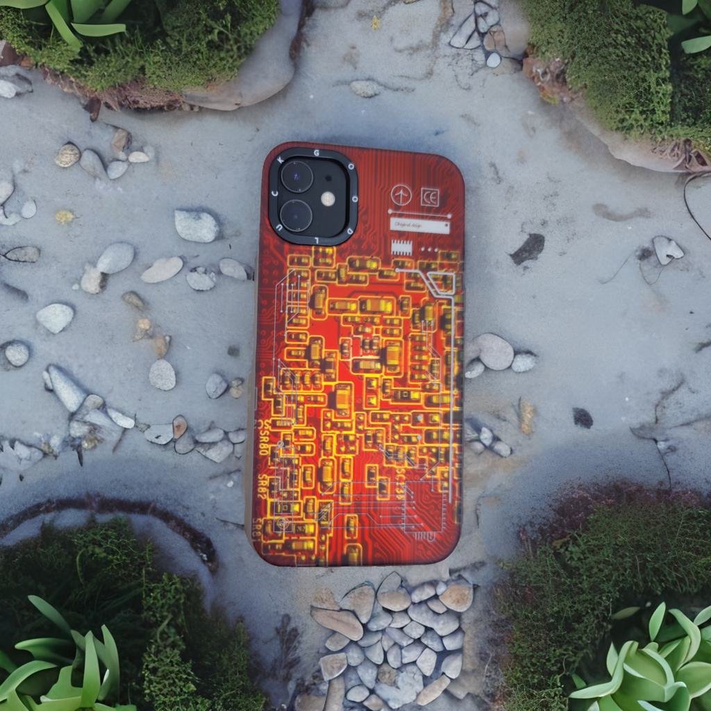 Techno Art AI Future Electric Circuit Retro IMD Chip Digital Mother Board Holographic Cover